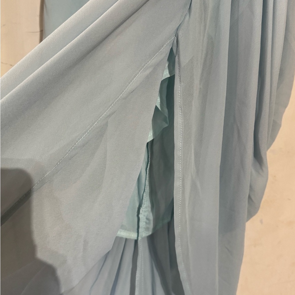 PLT Light Blue Ruched Bodycon Dress Size 10 Underwire Slit Date Night Going Out - Picture 5 of 10